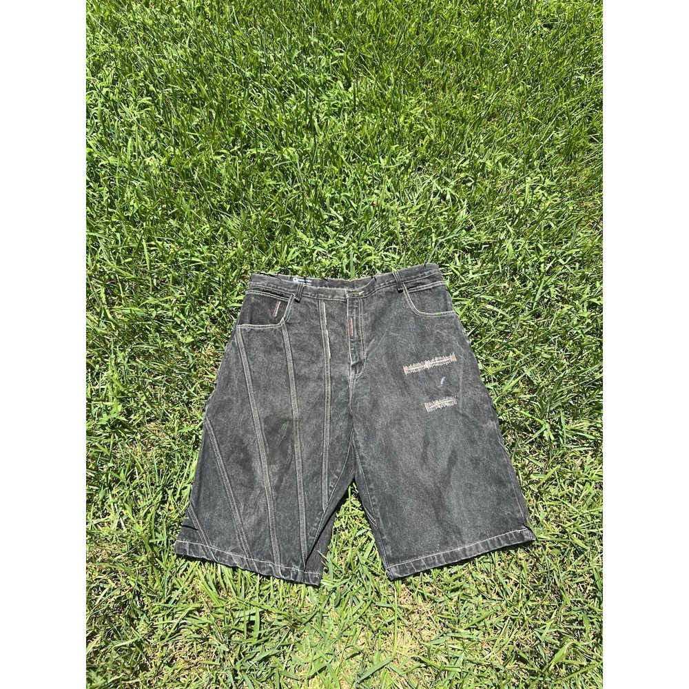 Akademiks Baggy Jean Shorts Vintage Y2K Blue Denim Embroidered Mens 38